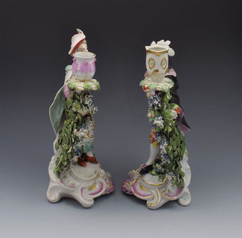 fig 1. Pair Derby Porcelain Ranelagh Dancers Figural Candlesticks Figures c.1765
