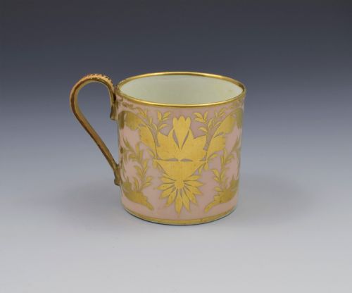 Georgian Derby Porcelain Salmon Ground Coffee Can