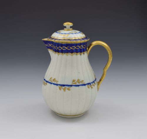 First Period Worcester Porcelain Fluted Sparrow Beak Jug & Cover C.1780