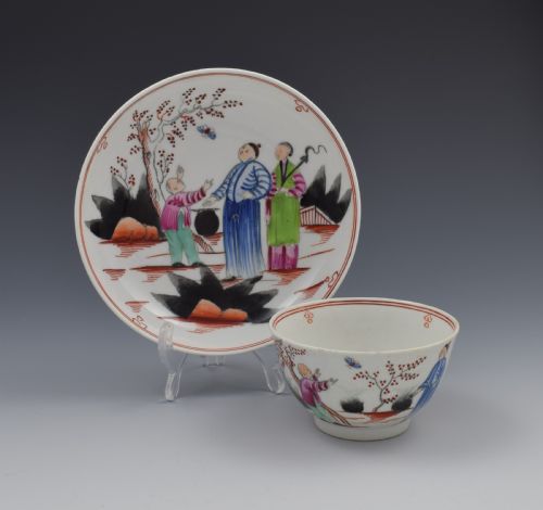 New Hall Porcelain the Boy & Butterfly Tea Bowl & Saucer