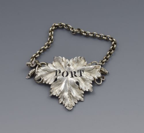 Early Victorian Silver Vine Leaf Port Decanter Label 1838