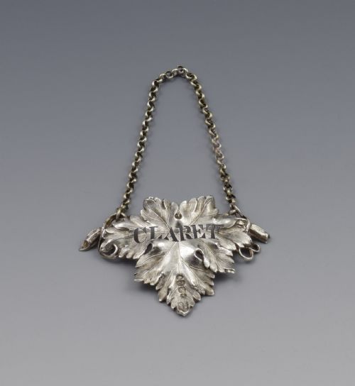 Early Victorian Silver Vine Leaf Claret Decanter Label 1838