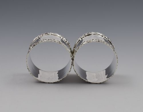 fig 1. Cased Pair George V Silver Napkin Rings 1912