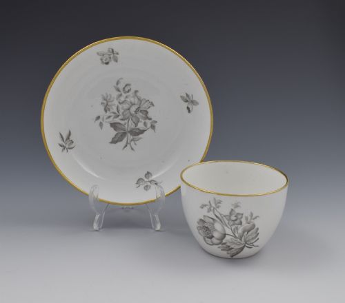 Georgian Spode En Grisaille Bute Cup & Saucer Floral Pattern C.1805