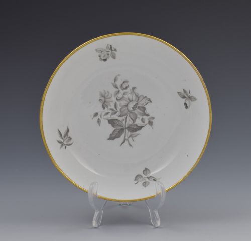 fig 1. Georgian Spode En Grisaille Bute Cup & Saucer Floral Pattern c.1805
