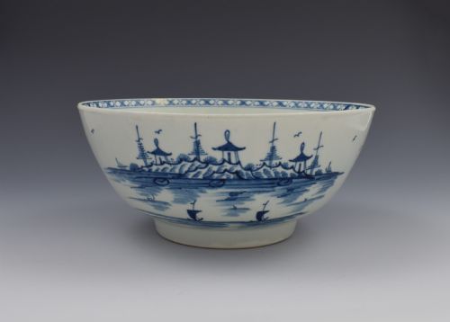 First Period Worcester Rock Strata Island Large Punch Bowl C.1775