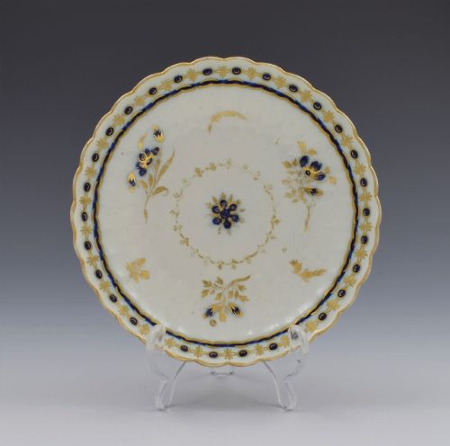fig 1. Caughley Porcelain Fluted Tea Bowl & Saucer Dresden Flowers c.1785
