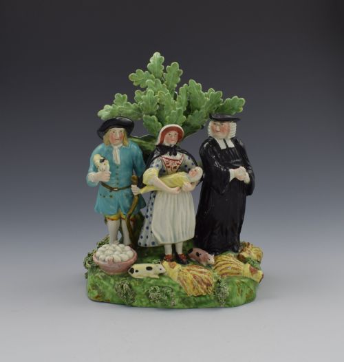 Early Staffordshire Pearlware Tithe Tythe Pig Figure Group C.1820