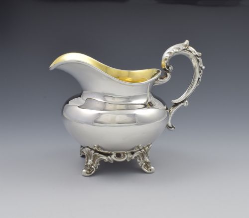 Large Early Victorian Silver Cream / Gravy Jug Elkington & Co.