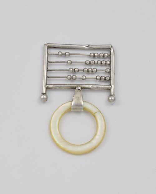 Unusual Antique Novelty Silver Abacus Teething Ring