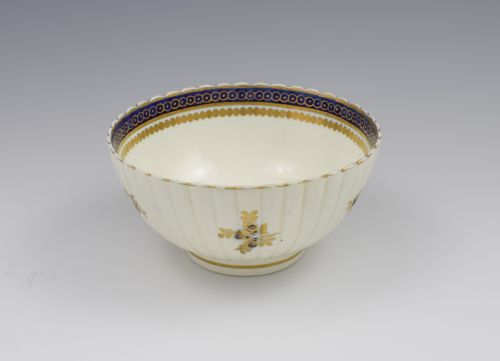 Caughley Porcelain Fluted Slop Bowl Dresden Flowers C.1785