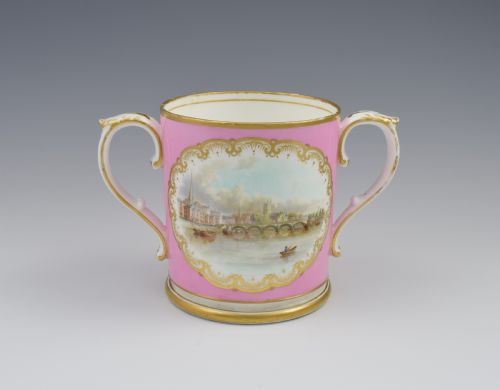 Grainger & Co. Worcester Pink Loving Cup View of Worcester C.1870