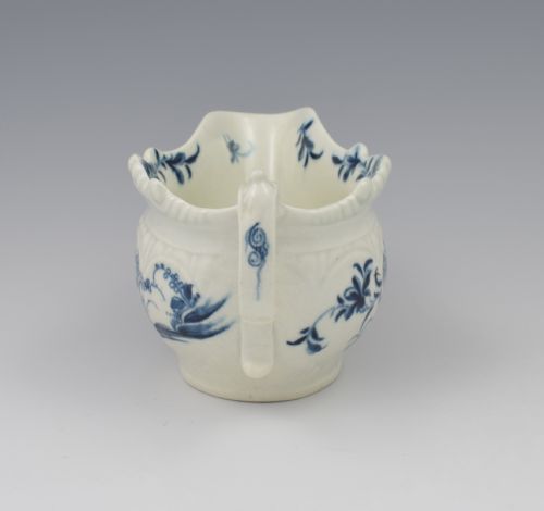 fig 1. First Period Worcester Porcelain Sauceboat Two-Porter Landscape c.1770