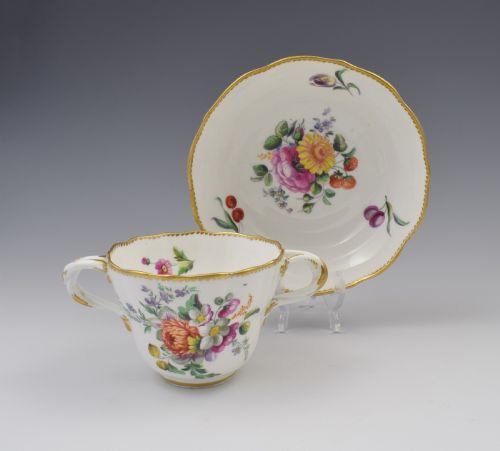 Derby Porcelain Royal Flute Waisted Chocolate Cup & Saucer C.1780