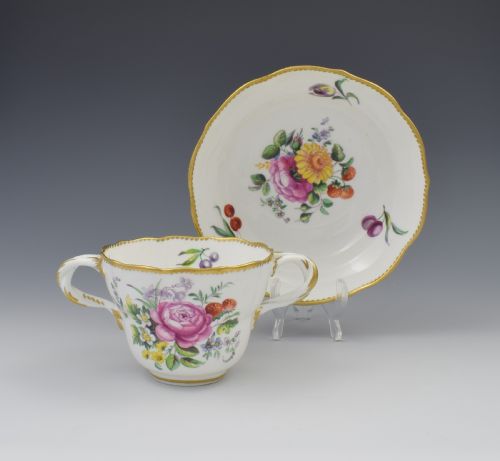 fig 1. Derby Porcelain Royal Flute Waisted Chocolate Cup & Saucer c.1780