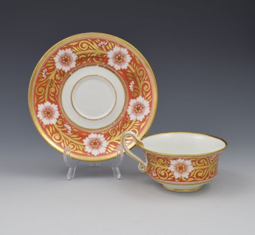 Spode Etruscan Cup & Saucer Serpent Handle C.1817 Pattern 878