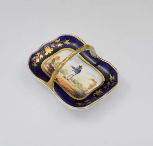 fig 1. Miniature English Porcelain Ornamental Basket Boy Fishing c.1820