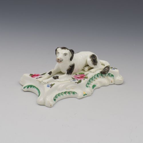 19th Century Derby Porcelain Figure Recumbent Setter Sporting Dog C.1835
