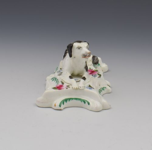 fig 1. 19th Century Derby Porcelain Figure Recumbent Setter Sporting Dog c.1835