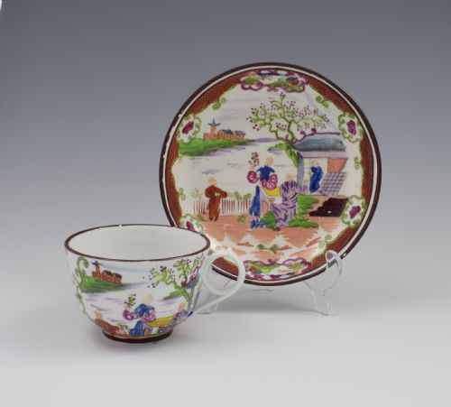 fig 1. Miles Mason Porcelain Boy At The Door Pattern Tea Cup & Saucer