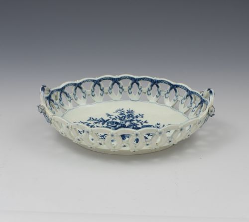 fig 1. First Period Worcester Porcelain Pine Cone Oval Basket c.1770
