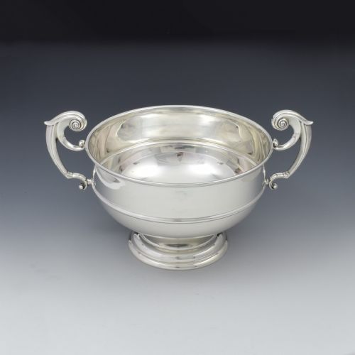 Large Edwardian Silver Twin Handled Table Rose Bowl