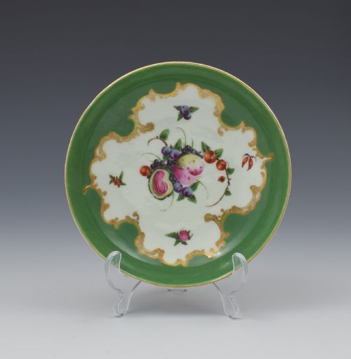 fig 1. First Period Worcester Porcelain Spotted Fruit Pattern Coffee Cup & Saucer c.1770