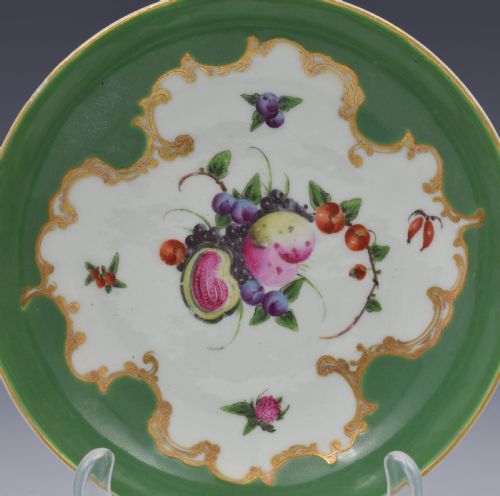 fig 2. First Period Worcester Porcelain Spotted Fruit Pattern Coffee Cup & Saucer c.1770