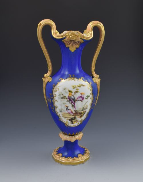 Large Coalport Vase with Sevres Style Birds by Randall C.1845