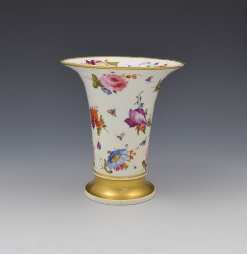 fig 1. Fine Derby Porcelain Flared Spill Vase Floral Decoration, c.1820
