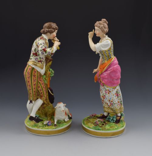 fig 1. Large Pair Of Bloor Derby Porcelain Figures Shepherd & Shepherdess N369