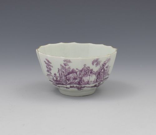 Rare Worcester Porcelain Lilac Printed L'amour Tea Bowl