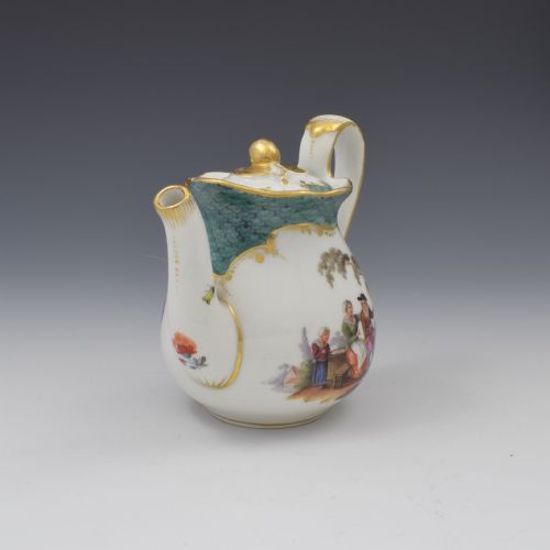fig 1. Pretty 19th Century Meissen Porcelain Small Teapot & Cover