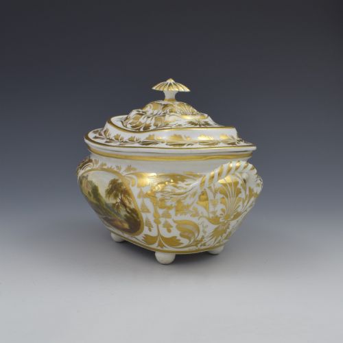 fig 2. Derby Porcelain Sucrier & Cover Landscapes Berkshire & Wales c.1815