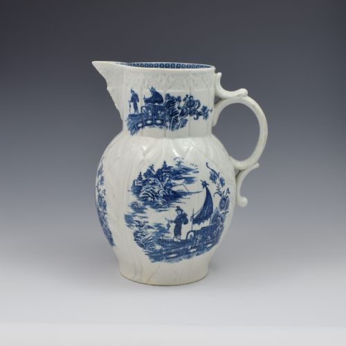 Caughley Porcelain Mask Jug Fisherman & Cormorant Pattern 
