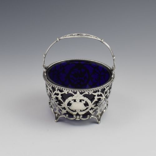fig 1. Pretty Edwardian Pierced Silver Sugar Basket / Bonbon Dish Bowl