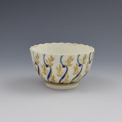 First Period Worcester Porcelain Fluted Tea Bowl