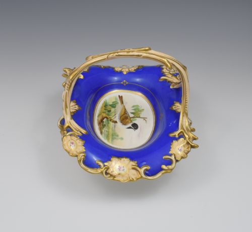 fig 2. Fine & Large Alcock Rococo Porcelain Ornithological Basket c.1845