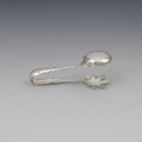 Art Nouveau American Sterling Silver Ice Tongs Whiting C.1890