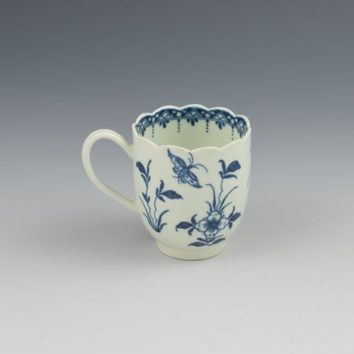 fig 1. First Period Worcester Porcelain Scalloped Peony Coffee Cup c.1765-1770