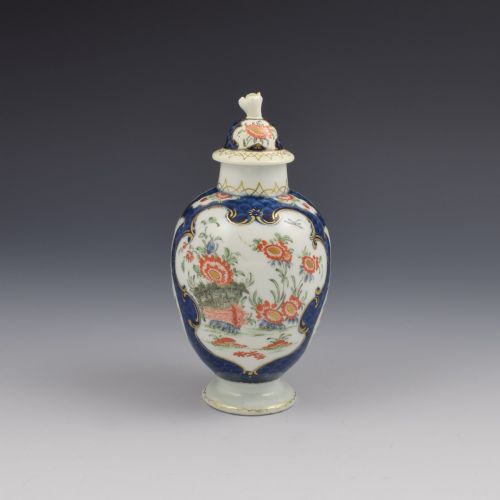 First Period Worcester Blue Scale & Kakiemon Tea Canister / Caddy