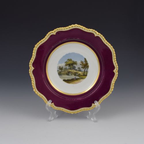 Flight, Barr & Barr Worcester Porcelain Dessert Dish Godstow Bridge