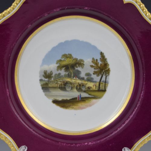 fig 1. Flight, Barr & Barr Worcester Porcelain Dessert Dish Godstow Bridge