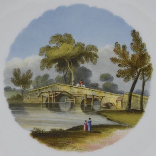 fig 2. Flight, Barr & Barr Worcester Porcelain Dessert Dish Godstow Bridge