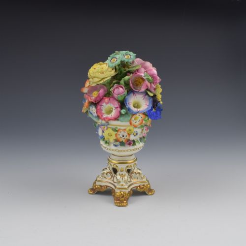 fig 1. Regency Derby Porcelain Vase Of Encrusted Flowers c.1825