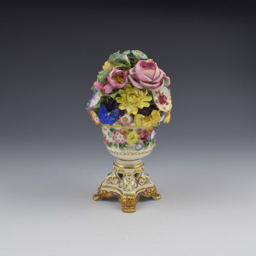 fig 2. Regency Derby Porcelain Vase Of Encrusted Flowers c.1825