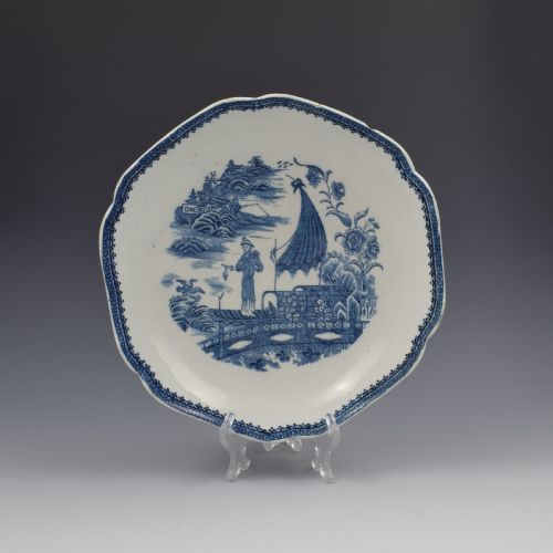 Rare Caughley Porcelain Salad Bowl Fisherman Pattern C.1785