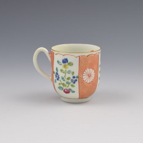 First Period Worcester Porcelain Scarlet Japan Coffee Cup C.1770