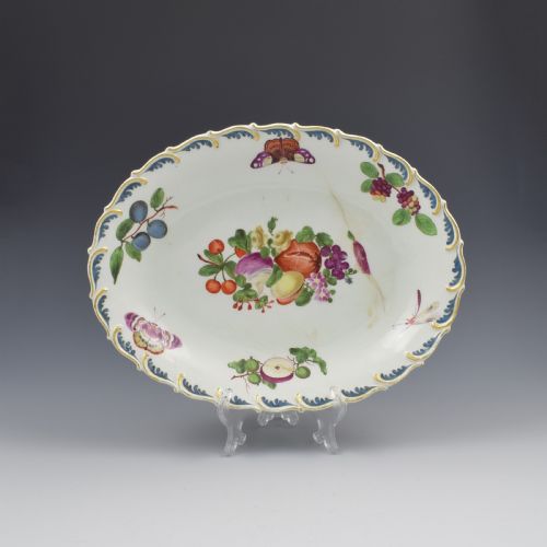 Chelsea Porcelain Feather Edged Large Oval Fruit Dish Gold Anchor