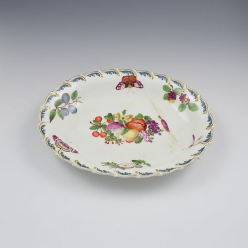 fig 1. Chelsea Porcelain Feather Edged Large Oval Fruit Dish Gold Anchor